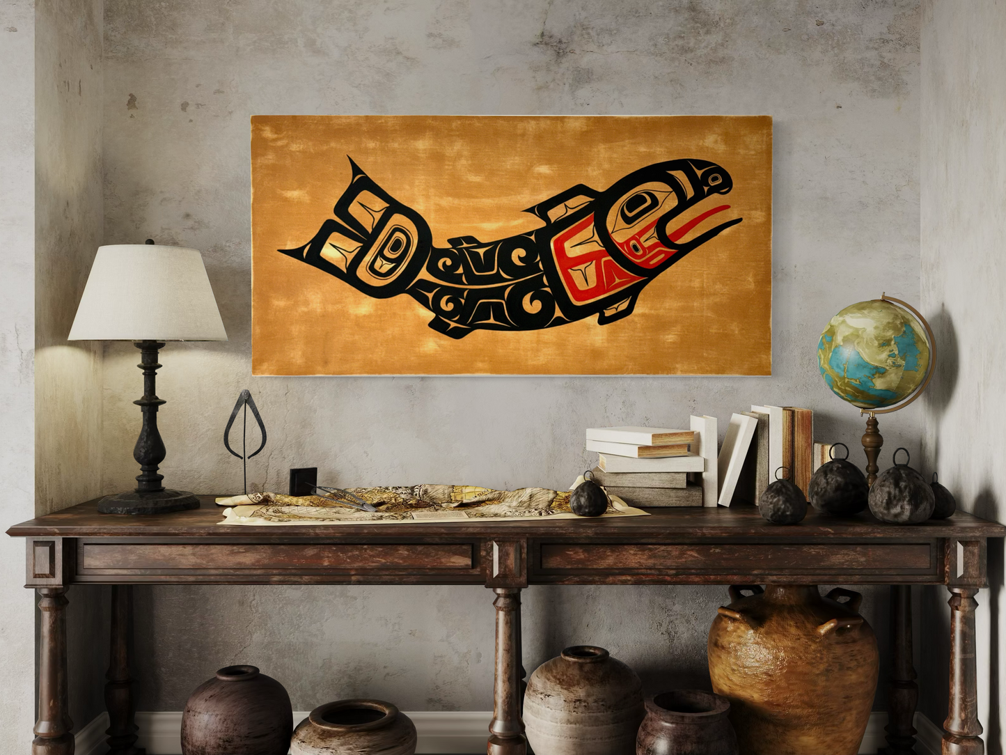 Formline Salmon Wood Panel